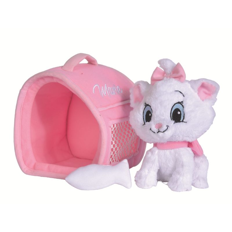  marie chat peluche dans sa caisse 20 cm 